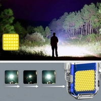 Lanterna Tip Breloc cu Bricheta, Vafy, Impermeabila, 3 Moduri Iluminare, 300 mAh, Incarcare USB-C, COB, Raza de Actiune 50 - 100 m, 7.4 x 4.9 x 1.7 cm, Albastru