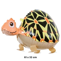 Balon din Folie Metalizata, Vafy, Figurina Animata, Model Broasca Testoasa, 61x32 cm, Ambalaj Individual, Pai Inclus, Umflare cu Aer sau Heliu, Multicolor