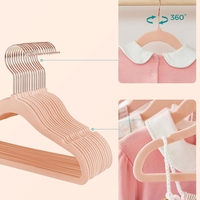 SONGMICS Set de 50 de umerase copii din catifea, antialunecare, carlige rotative 360°, 30 cm, roz