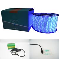 Instalatie Craciun, 26 m, 624 Led-uri, Furtun Luminos, Albastru, Transformator, 8 jocuri de lumini, Sectionabila, 220 V, Vafy