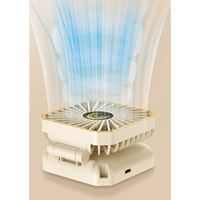 Ventilator Portabil, Vafy, de Gat, de Birou, Suport Telefon, 14 x 7 cm, Incarcare USB, din ABS, 3 Viteze, Bej