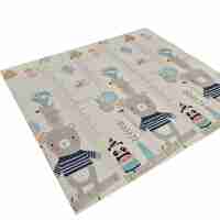 Covoras pentru Copii, Flippy, cu 2 Fete, Model Panda/Party, din XPE+PE, Impermeabil, Antiderapant, Protectie Termica, +3 Luni, Pliabil, 180 x 200 x 1