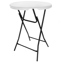 Masa catering profesionala pentru evenimente, inalta, cu picioare metal pliabile, rotunda, d 80 cm, h 110 cm, alb