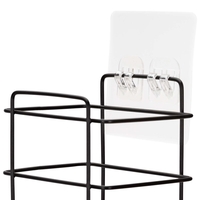 Set 5 polite metalice pentru dus cu montaj autoadeziv, inox, negru mat