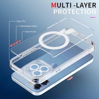 Husa de Protectie, Vafy, pentru Apple iPhone 16 Plus, MagSafe, TPU, Antisoc, Rezistenta la Impact, Protectie Camera, Transparent