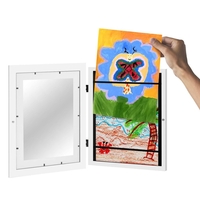 Rama Foto Flippy, din Lemn, cu Spatiu Pentru Depozitare, Pentru Desene si Picturi A4, Sticla Securizata, Rama MDF, Alb