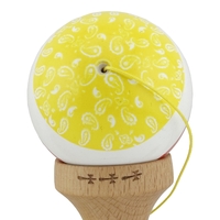 Kendama X CHICANOS Originala, Profesionala, Flippy, Big Cups V2, Super Sticky cu Cupe Mari, Rulment Metalic, din lemn 18 cm, Ata 55 cm, Auriu/Alb