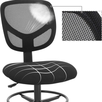 SONGMICS Scaun de birou inalt pentru atelier sau studio, fara brate, cu suport picioare, reglabil pe inaltime, 64x64x117 cm, negru