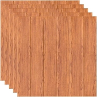 Set 10 Placi Tapet 3D, Vafy, 70 x 70 cm, Grosime 3 mm, din Rasina, Tip Placi de Lemn, Suprafata Acoperita 4.9 mp, Maro Roscat