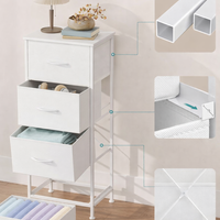 SONGMICS Comoda cu 4 sertare textile, cadru metalic si blat MDF, 40x30x95 cm, alb