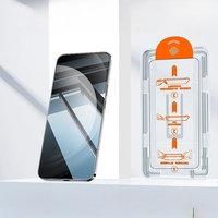 Folie de Protectie cu Instalare Rapida, Vafy, pentru Apple iPhone 15 Plus, Tempered Glass Easy Tool, Full Cover, Protectie Difuzor, HD, Margini Negre, Transparent