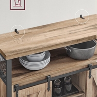 VASAGLE Comoda pentru living sau bucatarie, cu 2 usi glisante, rafturi reglabile, stil rustic, 33x100x80 cm, maro