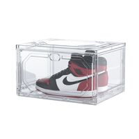 Organizator de Pantofi, Flippy, din PP+ABS, Usa Laterala Magnetica, Rezistenta la Praf, Anti-Oxidare, Utilizare Multipla, 36 x 28 x 21 cm, Transparent