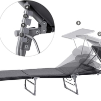 SONGMICS Sezlong pliabil, cu saltea, parasolar si tetiera, spatar reglabil in 4 pozitii, maxim 150kg, 193x53x30 cm, gri