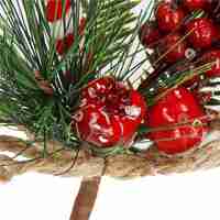 Ramura decorativa Craciun cu fructe rosii, acadea si sfoara iuta, 24 cm, rosu