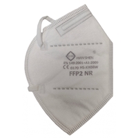 Set 30 bucati Masca de protectie faciala, Flippy, de unica folosinta pentru adulti, FFP2, KN95 CE 0370, 5 straturi, nesterila, ambalaj individual, Alb