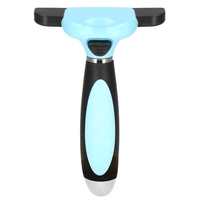 Perie trimmer pentru caini si pisici cu par lung sau scurt, autocuratare, lama 10cm, negru albastru