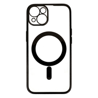 Husa MagSafe pentru Apple iPhone 12, Full Cover, Protectie camera, Margini colorate Electroplating, Magnetica, Incarcare Wireless, Vafy, Negru