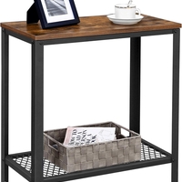 VASAGLE Masa de cafea laterala, cu 2 nivele, cadru din otel, 60x30x60cm, maro rustic