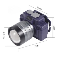 Lanterna LED de Montat pe Cap, Vafy, cu Raza Lunga de Zoom, Far Telescopic, Reglabil, Rezistent la Apa, pentru Pescuit in Aer Liber, Camping, Lumina Puternica, Lanterna, 7.5x5x7 cm, Albastru