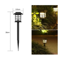 Set 2 Lampi Solare Led pentru Gradina, Flippy, Tip felinar, 38 cm, 8.6x8.6 cm, Buton On-Off, Alb cald, Negru/Alb