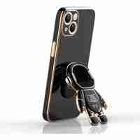 Husa de Protectie TPU 2in1, Vafy, pentru Apple iPhone 14 Plus, Astronaut cu Suport, Antisoc, Rezistenta la Impact, Protectie Camera, Negru