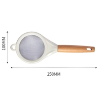 Strecuratoare, Mini Sita din Inox Silicon si Lemn, Flippy, Sita pentru Bucatarie pentru Faina, Ceai si Alte Alimente, 25 x 10 cm Alb