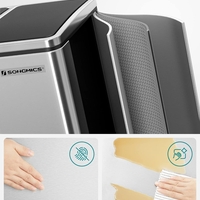 SONGMICS Cos de gunoi din inox cu 2 compartimente colectare selectiva, cu galeti interioare, 2x15litri, argintiu si negru