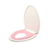 Capac de Toaleta cu Reductie 3 in 1, Flippy, pentru Copii +3 Ani si Adulti, Coborare Lenta si Silentioasa, Instalare Usoara, din PP5 , in Forma de O, Alb/Roz