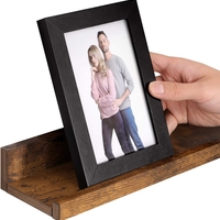 VASAGLE Set 3 rafturi suspendate plutitoare, cu margine frontala inaltata, 38x10x5 cm, maro rustic