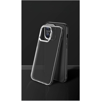 Husa de protectie pentru iPhone 14 Plus, cu suport metalic pentru camera, Bracket Series, Vafy, Protectie Antisoc, PC mat, silicon moale pe margini, Negru