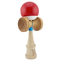 Kendama X Originala, Profesionala, Flippy, Big Cups V2, Super Sticky cu Cupe Mari, din lemn 18 cm, Rulment Metalic cu Ata 55 cm, Rosu/Alb