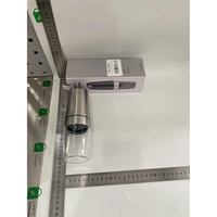 Rasnita Electrica Sare si Piper, Flippy, cu Camera Depozitare Transparenta, Macinare, Functionare pe Baterii, cu Lumina, ABS, 20x6.5 cm, Argintiu/Transparent