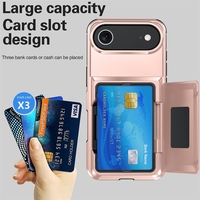 Husa de Protectie compatibila Apple iPhone 17 Air, Vafy, Compartiment pentru Carduri, Anti-alunecare, Protectie PC, Rezistenta la Zgirieturi, Rose Gold