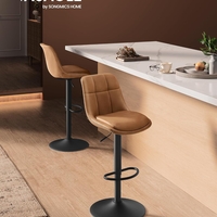 VASAGLE Set 2 scaune bar reglabile, rotative 360°, tapiterie PU, cadru metalic, 44x30x90-112 cm, maro caramel