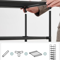 SONGMICS Raft de depozitare pantofi pe 10 niveluri, metal, instalare modulara, 28x45x173cm, negru