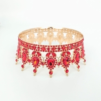 Diadema, Flippy, din Aliaj, cu Cristale, Accesoriu Par, Aniversare, Nunta, Petrecere, 15.5 x 5.3 cm, Rosu