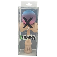 Kendama X Originala, Profesionala, Flippy, din Lemn, 18 cm, Rubber Grip, Gradient Albastru deschis/Mov/Roz
