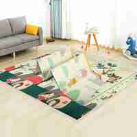 Covoras pentru Copii, Flippy, cu 2 Fete, Model Ursulet/Catelusi, din XPE+PE, Impermeabil, Antiderapant, Protectie Termica, +3 Luni, Pliabil, 150 x 200 x 1.5 cm, Multicolor