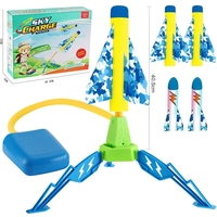 Jucarie pentru Copii, Flippy, Lansator de Rachete cu Piciorul, un Singur Lansator, 4 Rachete Fara Lumini, 40.5 cm Inaltime, Multicolor