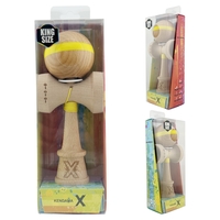 Kendama X Originala, Profesionala, Flippy, Super Sticky, Cupe Mari KING SIZE V3, Gaura in Baza, Rulment Metalic, din lemn 18 cm, Ata 62/65 cm, Original Galben