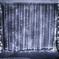 Instalatie Craciun, Tip Perdea, IP44, 4 m x 2 m, 480 LED-uri, Alb rece, 8 jocuri de lumini, Transformator cu telecomanda, Interconectabila, Prelungitor 5 m inclus, Fir transparent, Interior/ Exterior, Vafy