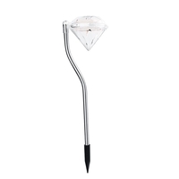 Lampa solara LED pentru Gradina, Flippy, Set 4 Bucati, Tip Diamant, Inaltime 30 x 9 cm, 2V, ABS, 600mAh, Lumina Multicolor, Argintiu