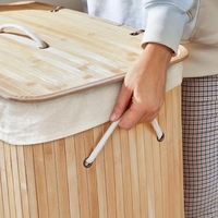 SONGMICS Cos de rufe din bambus, pliabil, cu captuseala detasabila lavabila, 72L, 40x30x60cm, natural