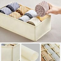 SONGMICS Organizator lenjerie set 8 cutii pliabile din material textil, pentru sertare si dulap, bej