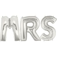 Set Baloane din Folie Metalizata, Flippy, Figurine Litere, Model MR&MRS, Tema Nunta, 40 cm, Baloane Party, Ambalaj Individual, Pai inclus, Umflare cu Aer sau Heliu, Argintiu