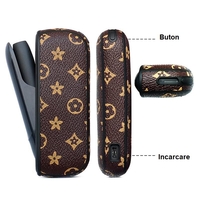 Set Husa Piele Ecologica Si Capac Plastic Vafy, pentru IQOS 3.0 DUO, de Protectie, Anti Soc si Zgarieturi, 20 gr, 12 x 4 x 2 cm, Maro