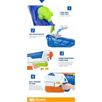 Pistol cu Apa pentru Copii, Rezervor, Pentru Piscina/Plaja, Flippy, 6ani+, Multicolor, 1200ML