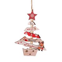 Decoratiune de Craciun din Lemn, Flippy, cu Snur pentru Agatare in Brad, Model Brad de Craciun si Ren, Scris We Wish You A Merry Christmas, 17x12.8x0.4 cm, Multicolor