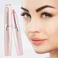 Trimmer Facial, Flippy, pentru Sprancene, Incarcare USB, 1.5 x 13 cm, din ABS, Sampanie